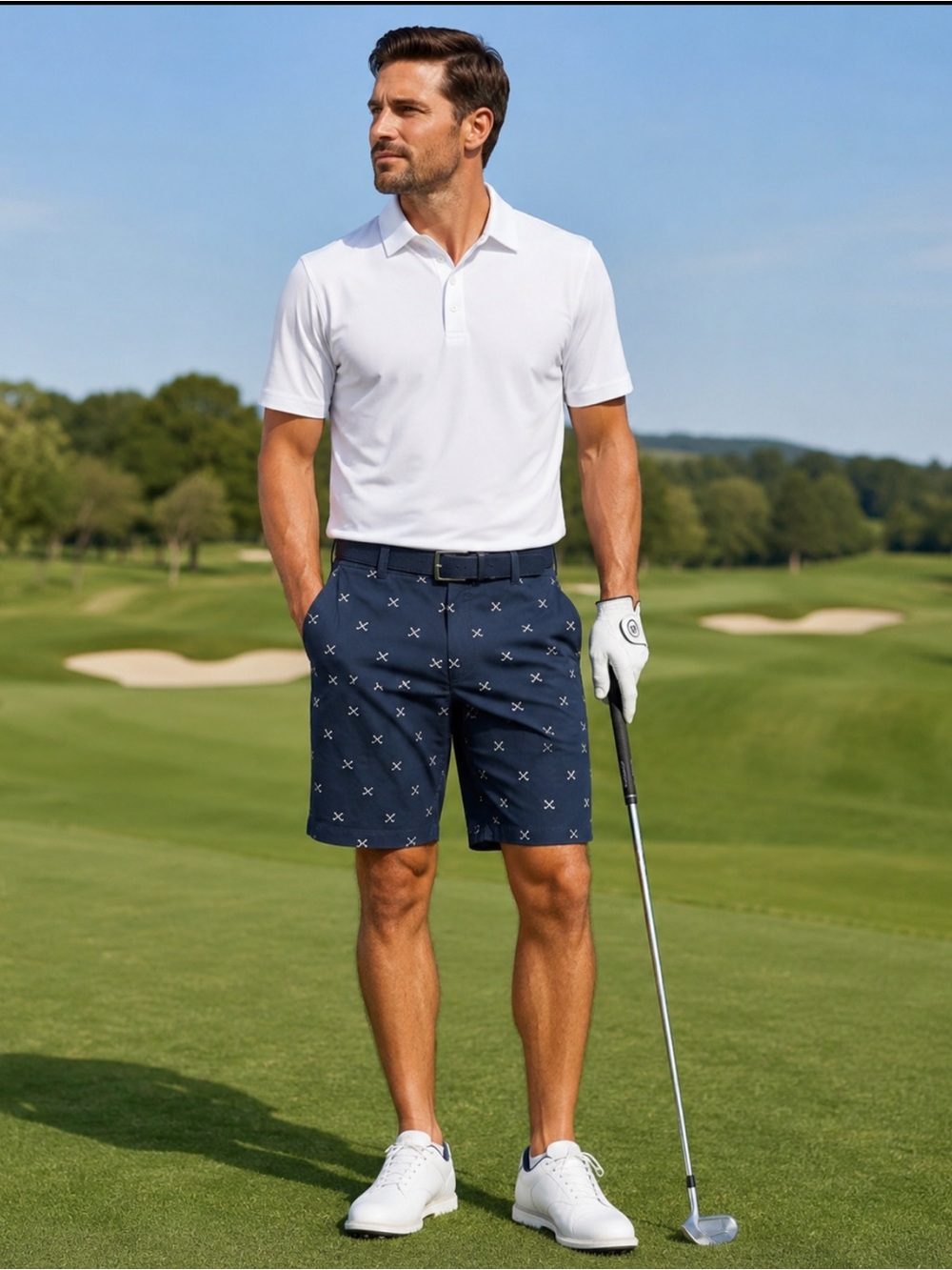 Daniel Hechter Navy Golf Club Chino Shorts Size 36 NWT